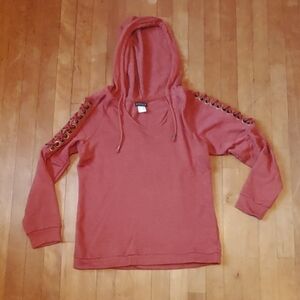 Venus Hooded Top with Criss Cross Lace Up Sleeves